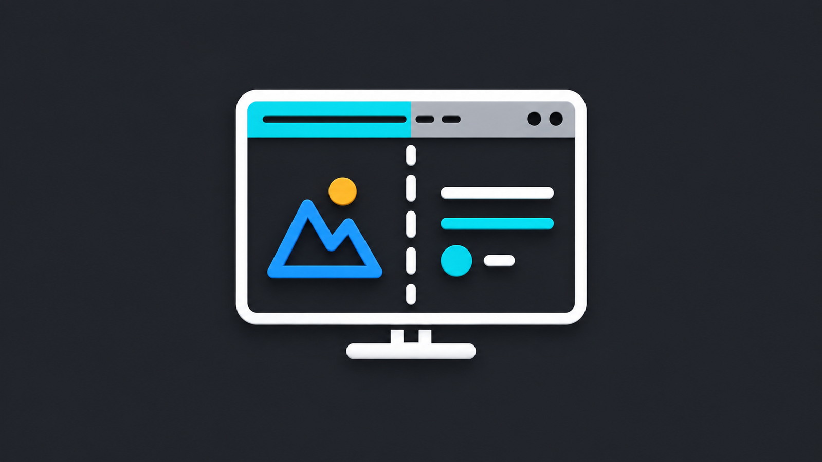 A desktop display with a mountain, sun, and dashboard accents.